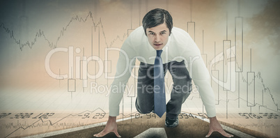 Composite image of tradesman in sprinting position