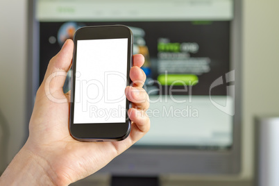 Closeup of Man's Hand holding a Smartphone