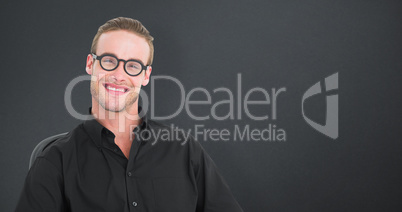 Composite image of portrait of smiling businessman posing