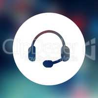 Composite image of blue headphones icon
