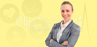 Composite image of smiling doctor woman