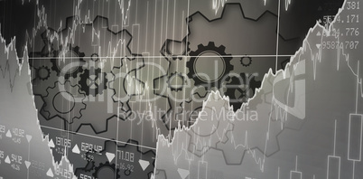 Composite image of business interface with graphs and data