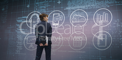 Composite image of businesswoman looking