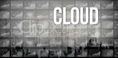 Cloud against cityscape silhouette