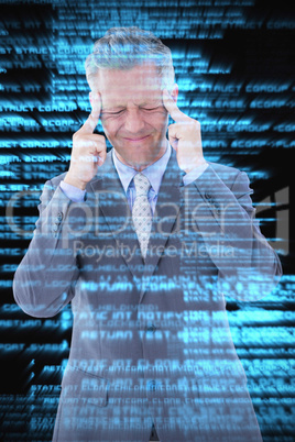 Composite image of businessman with headache