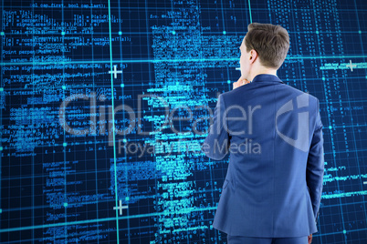 Composite image of wear view of businessman thinking