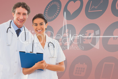 Composite image of happy doctors looking at camera