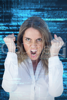 Composite image of  angry yelling businesswoman