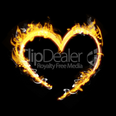 Composite image of heart in fire