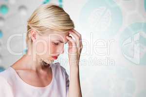 Composite image of nervous blonde woman