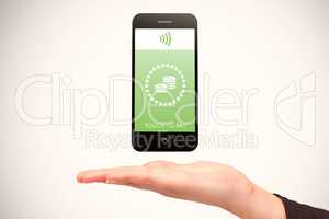 Composite image of hand showing phone
