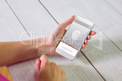 Composite image of woman using smartphone