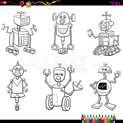 robot characters coloring page