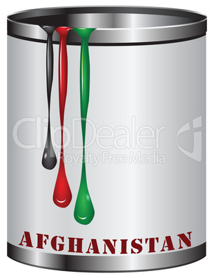 Symbolic can with colors of flag of Afghanistan