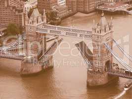 Retro looking Aerial view of London