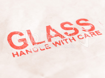 Glass handle with care vintage