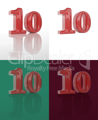 The three-dimensional image of numerals 10