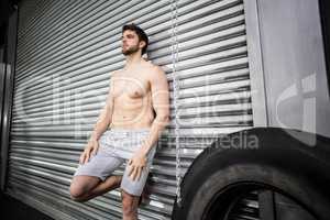 Shirtless fit man posing