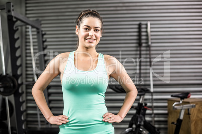 Athletic woman smiling to camera