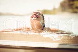 Beautiful blonde heading out of water