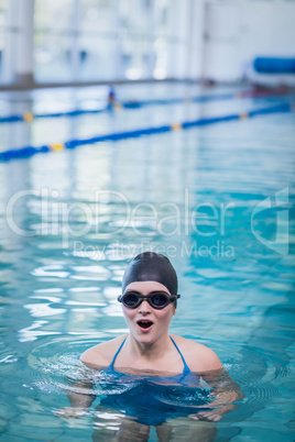 Surprised woman in the water