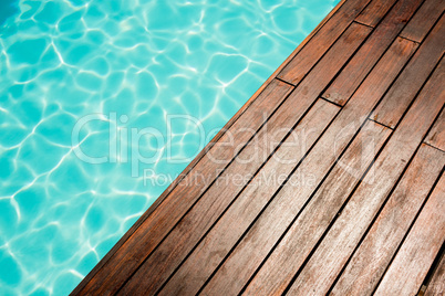 Close up of Pool and wooden floor