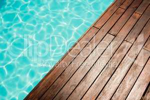 Close up of Pool and wooden floor