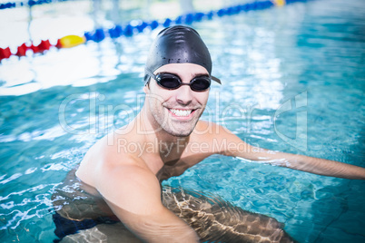 Handsome man in the pool