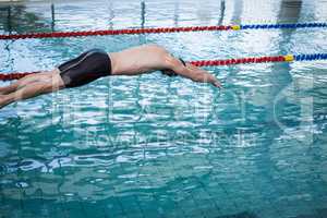 Fit man diving in the water