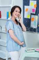 Pregnant woman on the phone