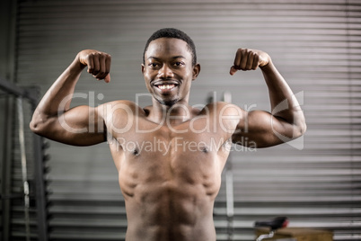 Athletic man showing muscles