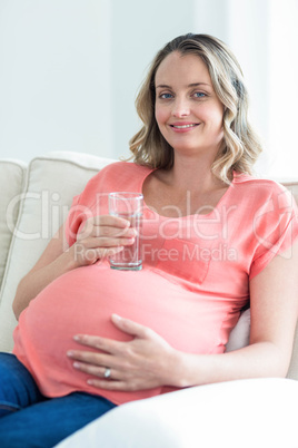 Pregnant woman drinking water