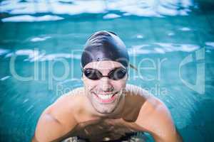 Man wearing swimming goggles