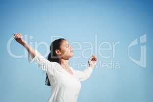 Calm brunette doing yoga