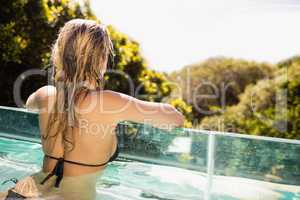 Beautiful blonde in the pool