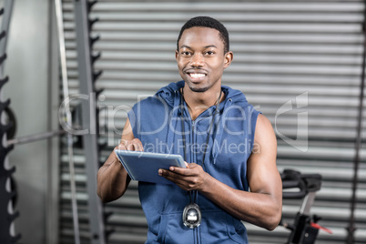 Athletic trainer using digital tablet