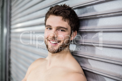 Shirtless fit man posing