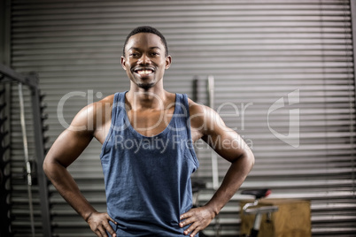 Athletic man smiling to camera