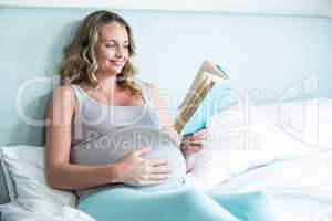 Pregnant woman reading a book