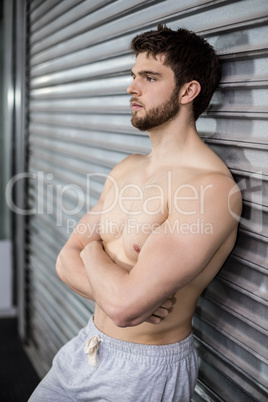 Shirtless fit man posing