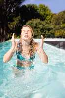 Beautiful blonde in the pool