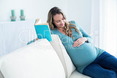 Pregnant woman reading a book Pregnant woman reading a book