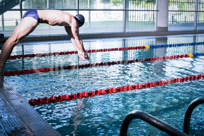 Fit man diving