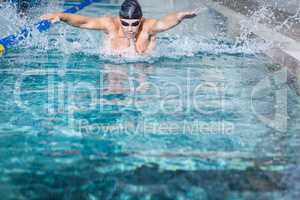 Fit man swimming