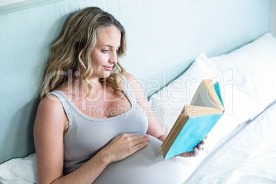 Pregnant woman reading a book