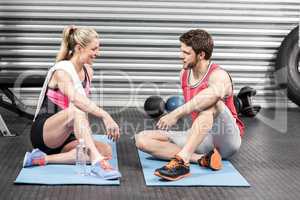 Couple sitting and talking together