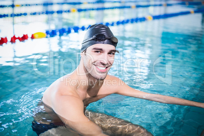 Handsome man in the pool