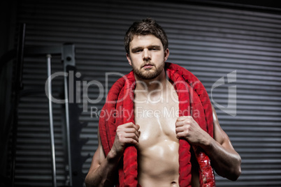 Man with rope around his neck