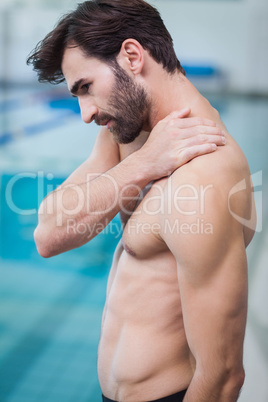 Handsome man with shoulder pain