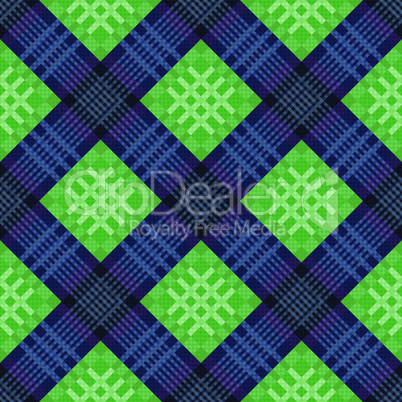 Diagonal seamless pattern in green and blue